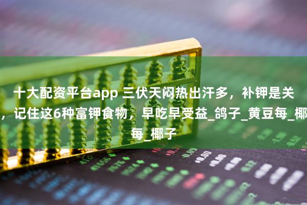 十大配资平台app 三伏天闷热出汗多，补钾是关键，记住这6种富钾食物，早吃早受益_鸽子_黄豆每_椰子