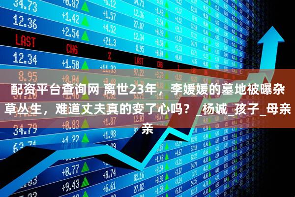 配资平台查询网 离世23年，李媛媛的墓地被曝杂草丛生，难道丈夫真的变了心吗？_杨诚_孩子_母亲
