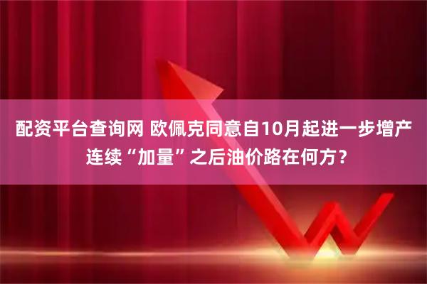 配资平台查询网 欧佩克同意自10月起进一步增产 连续“加量”之后油价路在何方？
