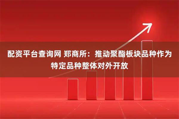 配资平台查询网 郑商所：推动聚酯板块品种作为特定品种整体对外开放