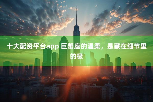 十大配资平台app 巨蟹座的温柔，是藏在细节里的极
